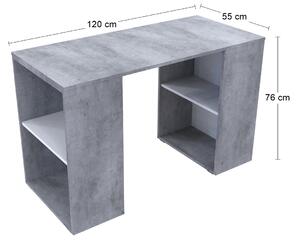 Písací stôl Talent T4 - betón / biela