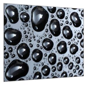 Obraz sklenený štvorcový detail kvapky vody na čiernom - 55 x 55 cm