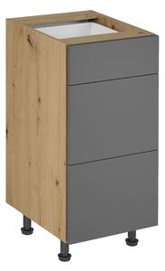 KONDELA Spodná skrinka, dub artisan/sivý mat, LANGEN D40S3 P