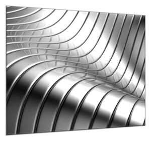 Obraz sklenený štvorcový strieborné nerezové vlny - 34 x 34 cm