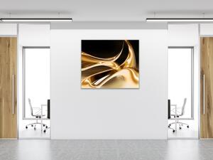 Obraz sklenený štvorcový zlatá vlna hnedý podklad - 40 x 40 cm