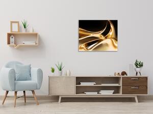 Obraz sklenený štvorcový zlatá vlna hnedý podklad - 40 x 40 cm