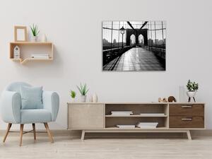Sklenený obraz štvorcový Brooklyn Bridge Manhattan - 40 x 40 cm