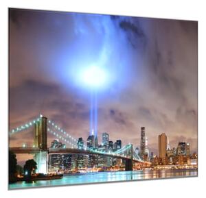 Sklenený obraz štvorcový nočné mesto New York - 55 x 55 cm