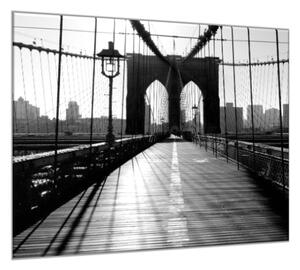 Sklenený obraz štvorcový Brooklyn Bridge Manhattan - 55 x 55 cm