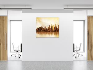 Sklenený obraz štvorcový mesto západ slnka - 40 x 40 cm