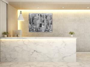 Sklenený obraz štvorcový mesto New York čierno biely - 55 x 55 cm