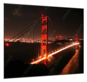 Sklenený obraz štvorcový nočný most Zlatá brána - 40 x 40 cm