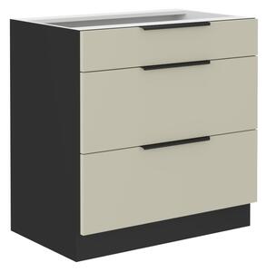 KONDELA Spodná skrinka, kašmír/čierna, ARAKA 80 D 3S BB