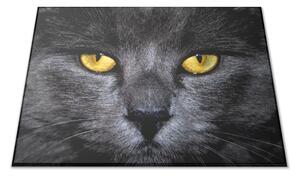 Sklenená doštička tvár čierna mačka - 30x20cm