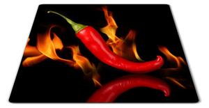 Sklenená doštička paprika chilli v ohni - 30x20cm