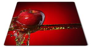 Sklenená doštička červené jablko vo vode - 30x20cm