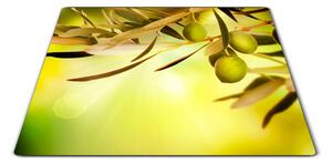 Sklenená doštička zelené olivy - 30x20cm