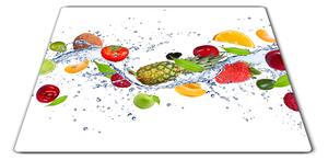 Sklenená doštička farebné ovocie vo vode - 30x20cm