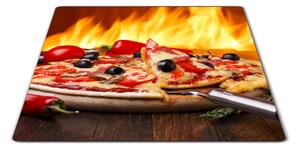 Sklenená doštička pizza s olivami a chilli - 30x20cm