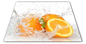 Sklenená doštička pomaranča ovocia vo vode - 30x20cm