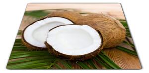 Sklenená doštička kokos na palmovom liste - 30x20cm