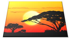 Sklenená doštička Afrika v západu slnka - 30x20cm
