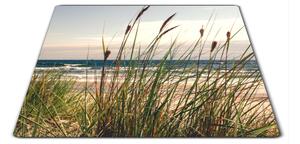 Sklenené lopárik tráva na pláži a more - 30x20cm