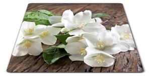 Sklenená doštička biele kvety jazmínu - 30x20cm