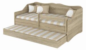 Detská posteľ s výsuvnou prístelkou 160 x 80 cm - Dub Sonoma