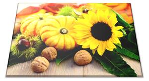 Sklenená doštička jesenné plody a dekorácie - 30x20cm