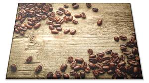 Sklenená doštička rozsypaná káva na dreve - 30x20cm