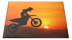 Sklenené lopárik moto silueta v západu slnka - 30x20cm