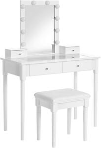 VASAGLE Toaletný stolík - biela - 90x40x133,5 cm