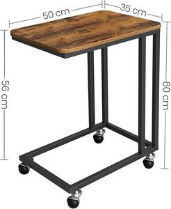 Rustikálny príručný/servírovací stolík s kolieskami