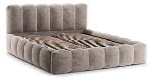 Svetlohnedá čalúnená dvojlôžková posteľ s úložným priestorom a roštom 180x200 cm Lupine – Micadoni Home