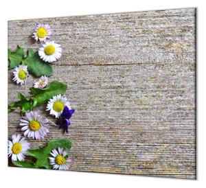 Ochranná doska kvety sedmokrásky na dreve - 40x40cm / ANO