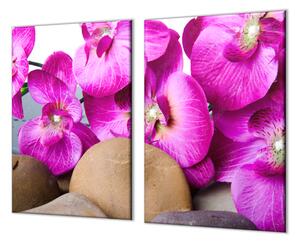 Ochranná doska kvety orchidey a hnedý kameň - 55x55cm / NE