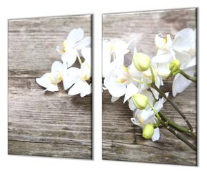 Ochranná doska kvety biele orchidey na dreve - 52x60cm / ANO