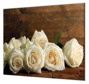 Ochranná doska biely kvet ruže na dreve - 40x40cm / ANO