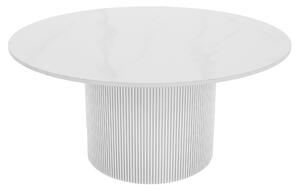 KONDELA Konferenčný stolík, biely mramor/MDF, priemer 80 cm, MAHIR TYP 1