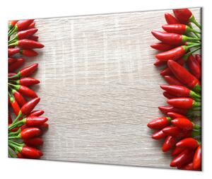 Ochranná doska rad chilli papričiek na dreve - 55x55cm / ANO
