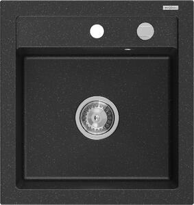 Mexen Vito - drez granitový 52,0x49,0cm, 1-komorový, čierna-strieborná, 6503521000-73