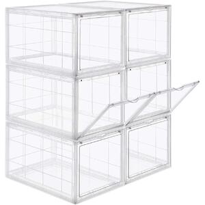 Box na topánky, 6 stohovateľných organizérov na topánky, priehľadný