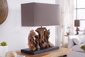 Invicta Interior - Dizajnová stolová lampa ARAGON 50 cm hnedá z naplaveného dreva