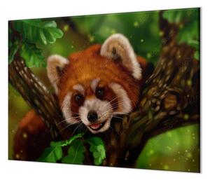 Ochranná doska panda červená na strome - 40x40cm / ANO