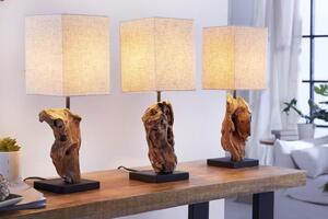 Invicta Interior - Dizajnová stolová lampa HYPNOTIC 45 cm béžová z naplaveného dreva