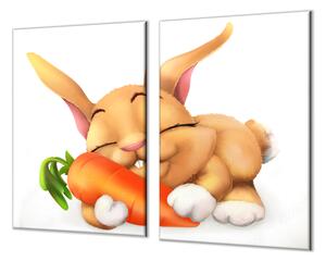 Ochranná doska spiaca roztomilý králik s mrkvou - 40x40cm / ANO