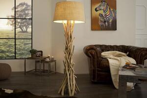 Nemecko - Ručne vyrobená stojaca lampa WILD NATURE 155 cm piesková z naplaveného dreva