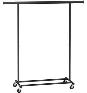Pevný stojan na oblečenie s kolieskami, nosnosť 90 kg, čierny