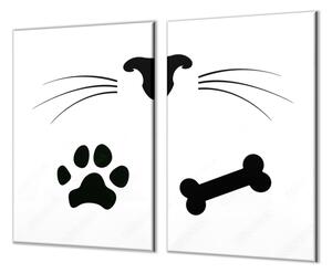 Ochranná doska mačka a pes maľované detaily - 52x60cm / ANO