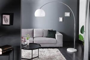 Invicta Interior - Výsuvná oblúková lampa LOUNGE DEAL 175-205 cm s bielym mramorovým stojanom