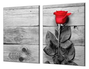 Ochranná doska červená ruža na šedých doskách - 52x60cm / ANO