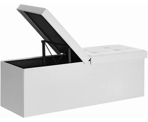 SONGMICS Skladací sedací box, lavica s úložným priestorom 120L, nosnosť do 300 kg, syntetická koža, biely