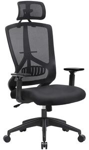 Kancelárska ergonomická stolička s bedrovou opierkou a s funkciou kolísania, čierna | SONGMICS